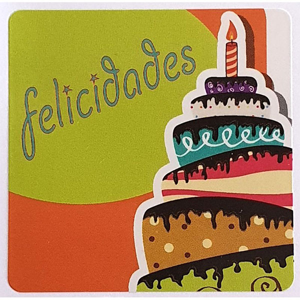 ROLLO 500 ETIQUETAS TARTA - FELICIDADES