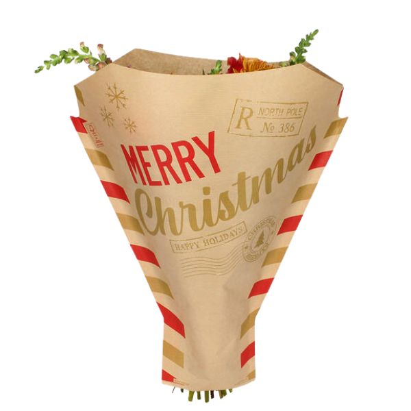 50 BOLSAS PAPEL KRAFT 52x44x12cm MERRY CHRISTMAS